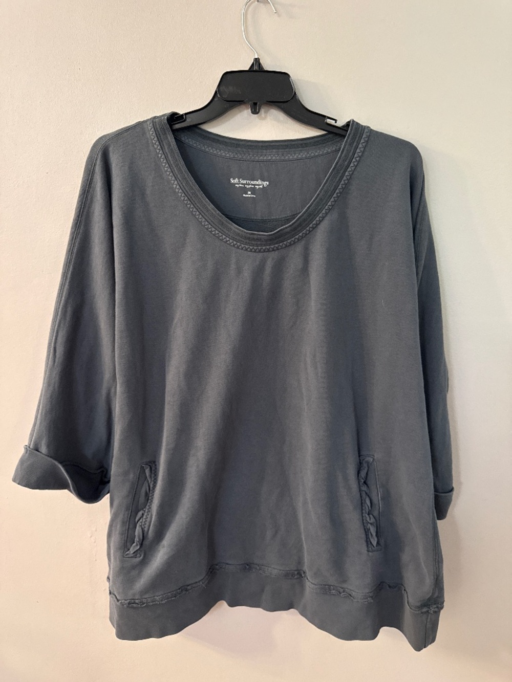 Soft Surroundings Round Neck 3/4 Sleeves Sweatshirt - size 2x